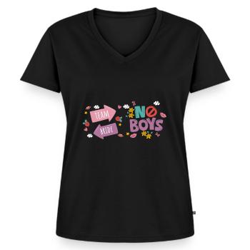Polter designs - Frauen Premium Bio T-Shirt mit V-Ausschnitt - Schwarz - Vorne - AI Model Female 172 light (172cm)