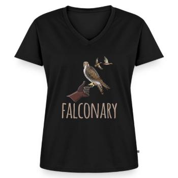 Falknerei Adler Falke Vogelkunde Vögel - Frauen Premium Bio T-Shirt mit V-Ausschnitt - Schwarz - Vorne - AI Model Female 172 light (172cm)