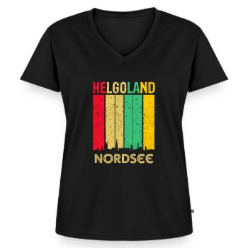 Helgoland Retro Nordsee Skyline Insel Junge - Frauen Premium Bio T-Shirt mit V-Ausschnitt - Schwarz - Vorne - AI Model Female 172 light (172cm)