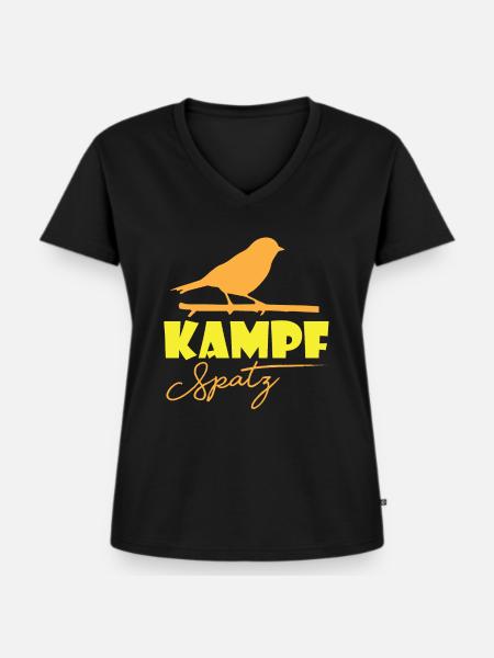 Spatz Vögel Haussperling Spatzen - Frauen Premium Bio T-Shirt mit V-Ausschnitt - Schwarz