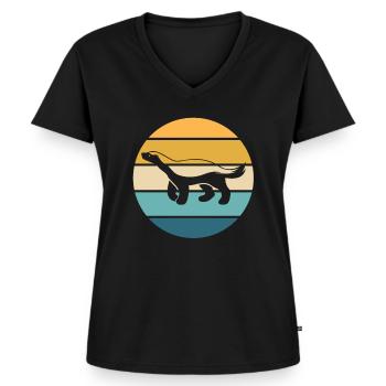 Retro Honigdachs Vintage Honigdachs - Frauen Premium Bio T-Shirt mit V-Ausschnitt - Schwarz - Vorne - AI Model Female 172 light (172cm)