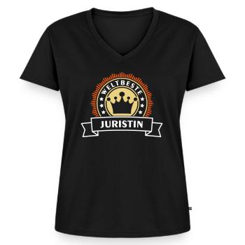 Juristin Beruf - Geschenk - Frauen Premium Bio T-Shirt mit V-Ausschnitt - Schwarz - Vorne - AI Model Female 172 light (172cm)