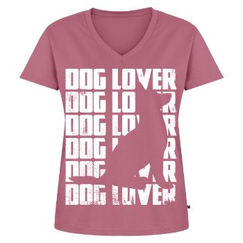 Lustiger Hundeliebhaber - Frauen Premium Bio T-Shirt mit V-Ausschnitt - Mauve - Vorne - AI Model Female 172 dark (172cm)