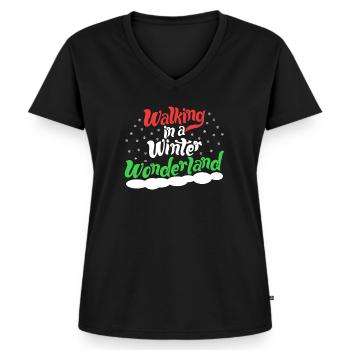 Marcher dans un pays des merveilles d'hiver - Noël Xmas - T-shirt encolure en V Premium bio Femme - noir - Devant - AI Model Female 172 light (172cm)