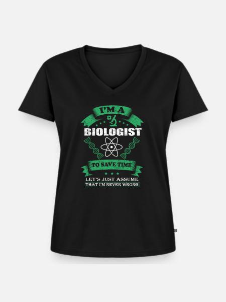 Biologe Geschenk Hobby - Frauen Premium Bio T-Shirt mit V-Ausschnitt - Schwarz