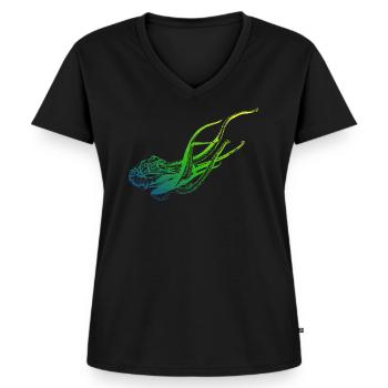 Oktopus Tauchen - Frauen Premium Bio T-Shirt mit V-Ausschnitt - Schwarz - Vorne - AI Model Female 172 light (172cm)