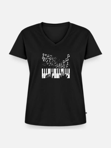 Piano - Frauen Premium Bio T-Shirt mit V-Ausschnitt - Schwarz