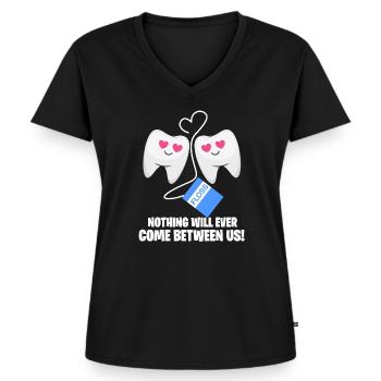 Zähne - Frauen Premium Bio T-Shirt mit V-Ausschnitt - Schwarz - Vorne - AI Model Female 172 light (172cm)