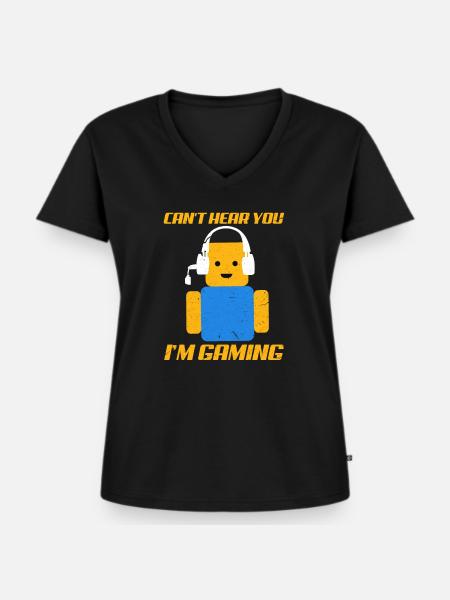 Gaming Roblox - Frauen Premium Bio T-Shirt mit V-Ausschnitt - Schwarz