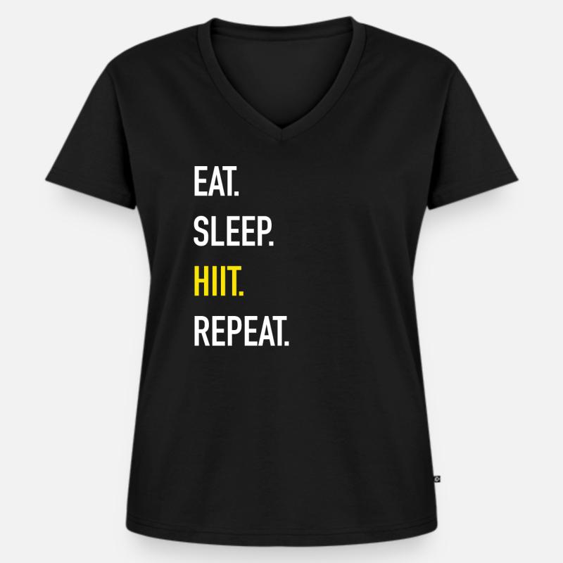 HIIT high-intensive interval training workout - Women's Premium Organic V-neck T-shirt - black