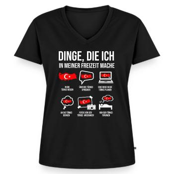 Türkei Shirt Heimatland Türkei für Türken - Frauen Premium Bio T-Shirt mit V-Ausschnitt - Schwarz - Vorne - AI Model Female 172 light (172cm)