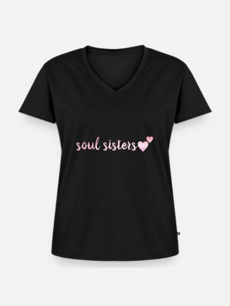 Soul Sisters - Frauen Premium Bio T-Shirt mit V-Ausschnitt - Schwarz