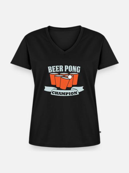 Beerpong - Frauen Premium Bio T-Shirt mit V-Ausschnitt - Schwarz