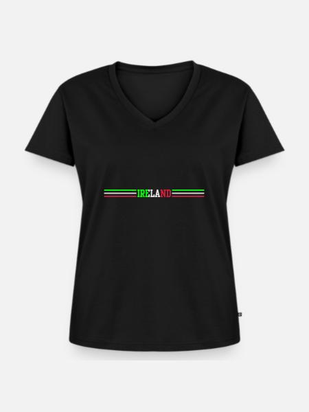 ireland stripes - Frauen Premium Bio T-Shirt mit V-Ausschnitt - Schwarz