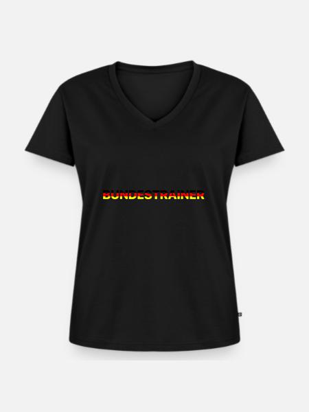 Bundestrainer - Frauen Premium Bio T-Shirt mit V-Ausschnitt - Schwarz