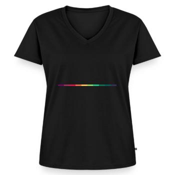 Regenbogen Linie - Frauen Premium Bio T-Shirt mit V-Ausschnitt - Schwarz - Vorne - AI Model Female 172 light (172cm)