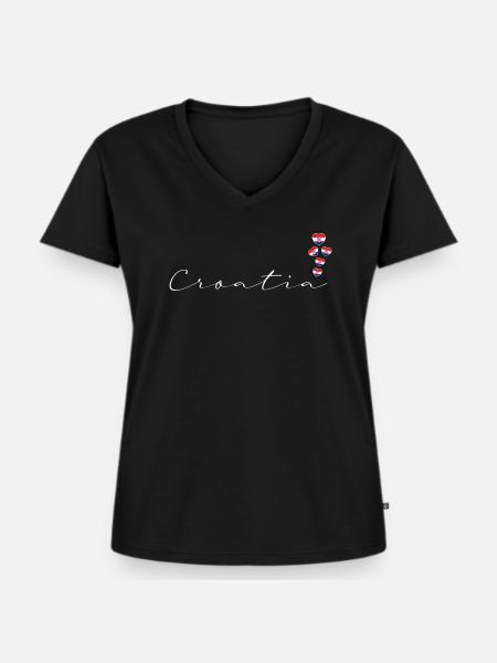 Kroatien - Frauen Premium Bio T-Shirt mit V-Ausschnitt - Schwarz