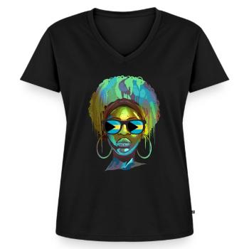 Bahamas - T-shirt encolure en V Premium bio Femme - noir - Devant - AI Model Female 172 light (172cm)