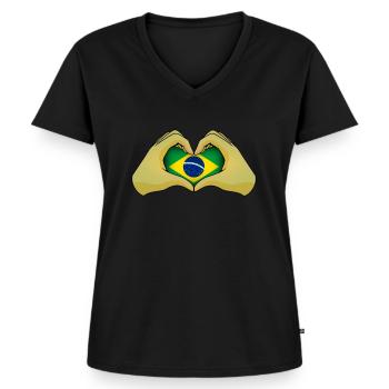Brasilien - Frauen Premium Bio T-Shirt mit V-Ausschnitt - Schwarz - Vorne - AI Model Female 172 light (172cm)