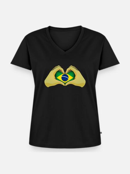 Brasilien - Frauen Premium Bio T-Shirt mit V-Ausschnitt - Schwarz