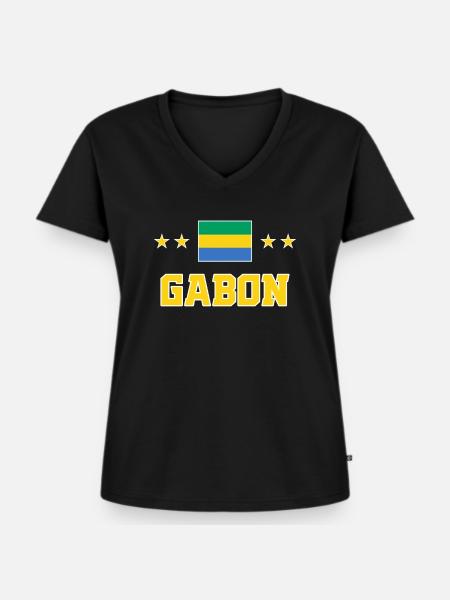 Gabun - Frauen Premium Bio T-Shirt mit V-Ausschnitt - Schwarz