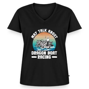 Drachenboot Und Drachenboottrainer - Frauen Premium Bio T-Shirt mit V-Ausschnitt - Schwarz - Vorne - AI Model Female 172 light (172cm)