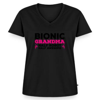 Bionisches Hüft-oma-design Für Einen Überlebenden - Frauen Premium Bio T-Shirt mit V-Ausschnitt - Schwarz - Vorne - AI Model Female 172 light (172cm)