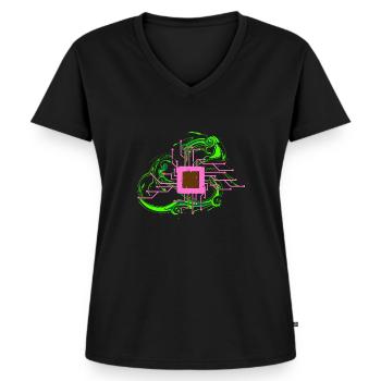 Computer CPU - Frauen Premium Bio T-Shirt mit V-Ausschnitt - Schwarz - Vorne - AI Model Female 172 light (172cm)