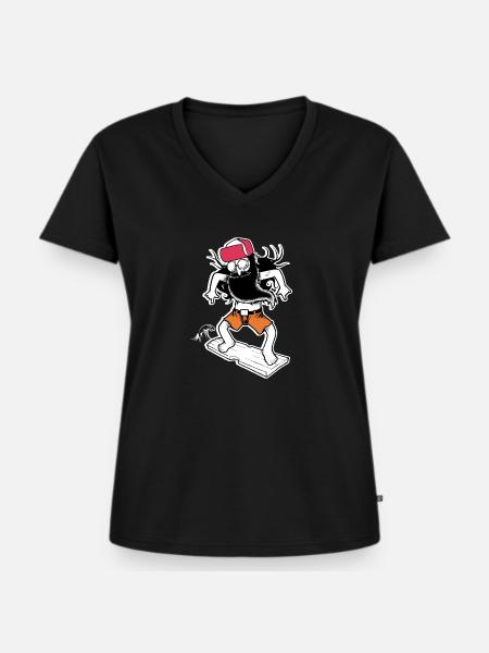 Hippie Surfer (dunkler Hintergrund) - Frauen Premium Bio T-Shirt mit V-Ausschnitt - Schwarz