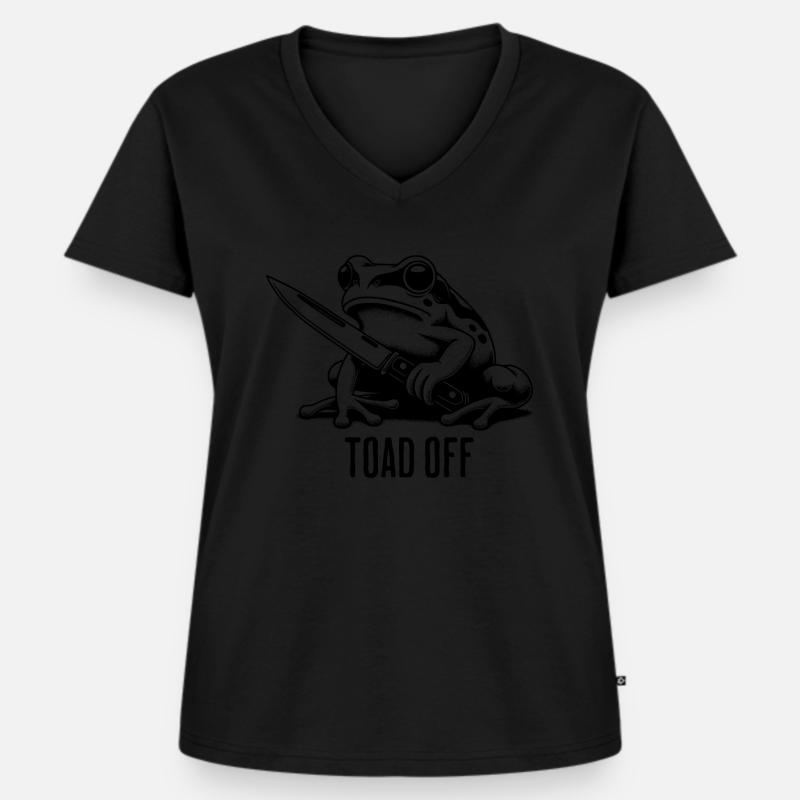 Vintage Frog Toad Meme Grumpy Frog Don't Toad Me - T-shirt encolure en V Premium bio Femme - noir