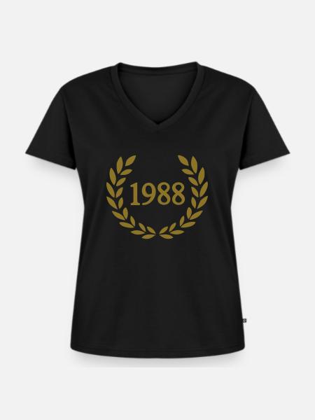1988 - Frauen Premium Bio T-Shirt mit V-Ausschnitt - Schwarz