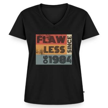 40th Birthday Flawless since 06/1984 - Women's Premium Organic V-neck T-shirt - black - Front - AI Model Female 172 light (172cm)