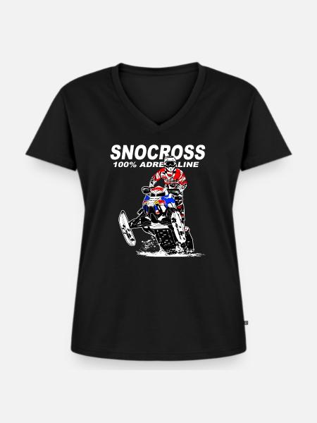 Snowmobil - Motorschlitten - Schneemobil - Frauen Premium Bio T-Shirt mit V-Ausschnitt - Schwarz