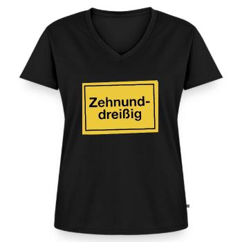 40. Geburtstag - Frauen Premium Bio T-Shirt mit V-Ausschnitt - Schwarz - Vorne - AI Model Female 172 light (172cm)