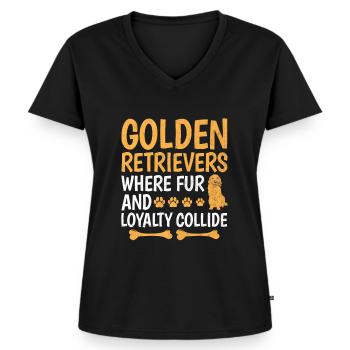 Golden Retrievers où la fourrure et la loyauté entrent en collision GR - T-shirt encolure en V Premium bio Femme - noir - Devant - AI Model Female 172 light (172cm)