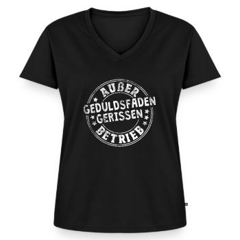 Außer Betrieb Geduldsfaden Gerissen Keine Geduld - Frauen Premium Bio T-Shirt mit V-Ausschnitt - Schwarz - Vorne - AI Model Female 172 light (172cm)