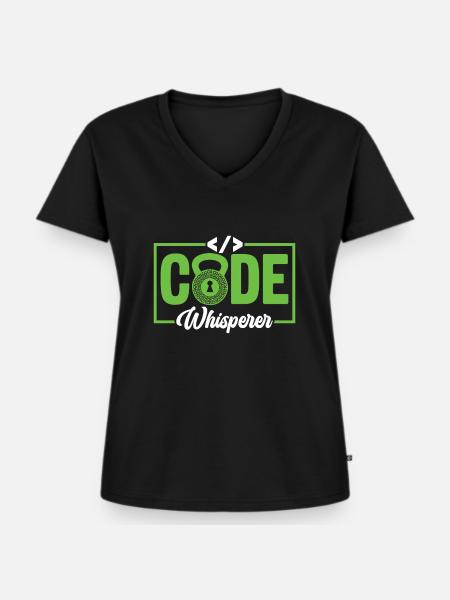 Code Whisperer - Ethical Hacker Cybersecurity - Frauen Premium Bio T-Shirt mit V-Ausschnitt - Schwarz