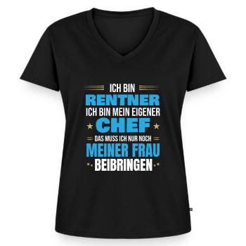 Lustiges Rentner Geschenk zum Ruhestand - Frauen Premium Bio T-Shirt mit V-Ausschnitt - Schwarz - Vorne - AI Model Female 172 light (172cm)