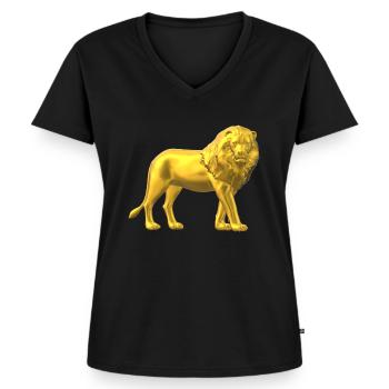 Loewe Gold - T-shirt encolure en V Premium bio Femme - noir - Devant - AI Model Female 172 light (172cm)