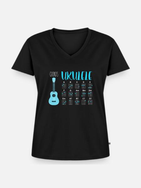 UKULELE CHORDS - Frauen Premium Bio T-Shirt mit V-Ausschnitt - Schwarz
