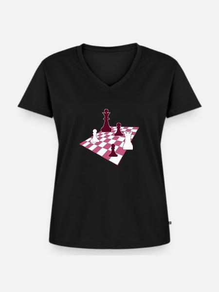 Schach, Chess - Frauen Premium Bio T-Shirt mit V-Ausschnitt - Schwarz