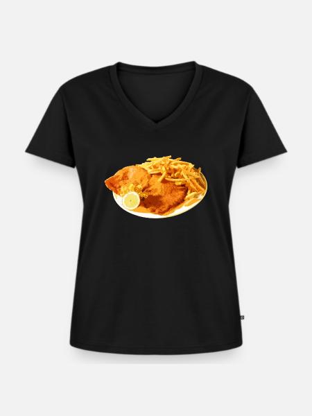 Schnitzel - Frauen Premium Bio T-Shirt mit V-Ausschnitt - Schwarz