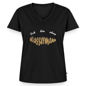 Sternzeichen Wassermann - Frauen Premium Bio T-Shirt mit V-Ausschnitt - Schwarz - Vorne - AI Model Female 172 light (172cm)