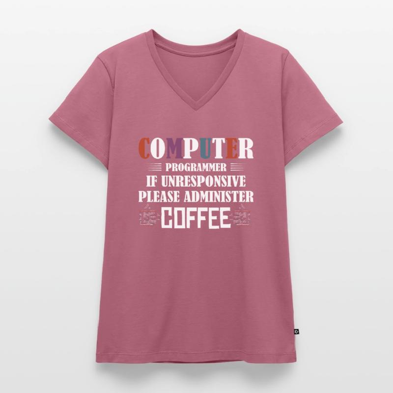 Computer Programmer Software Coding Frauen Premium Bio T-Shirt mit V-Ausschnitt