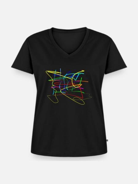 Buntes zum Quadrat - Frauen Premium Bio T-Shirt mit V-Ausschnitt - Schwarz