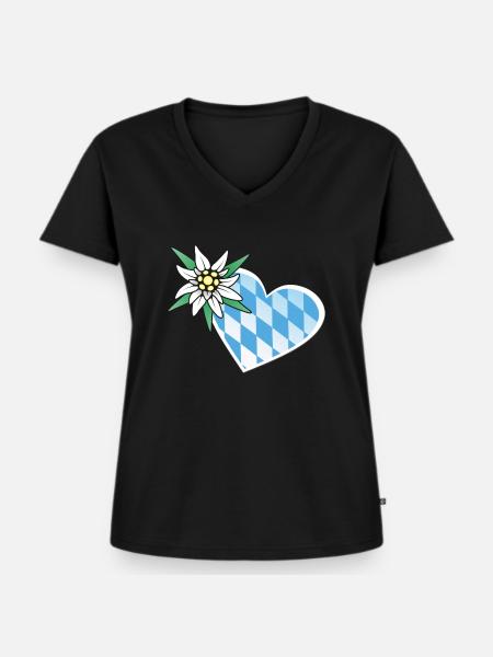 Bayernliebe - Frauen Premium Bio T-Shirt mit V-Ausschnitt - Schwarz