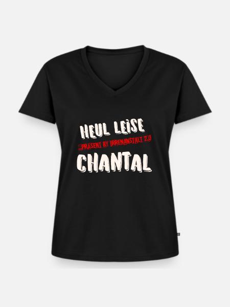 HEUL LEISE CHANTAL - Frauen Premium Bio T-Shirt mit V-Ausschnitt - Schwarz