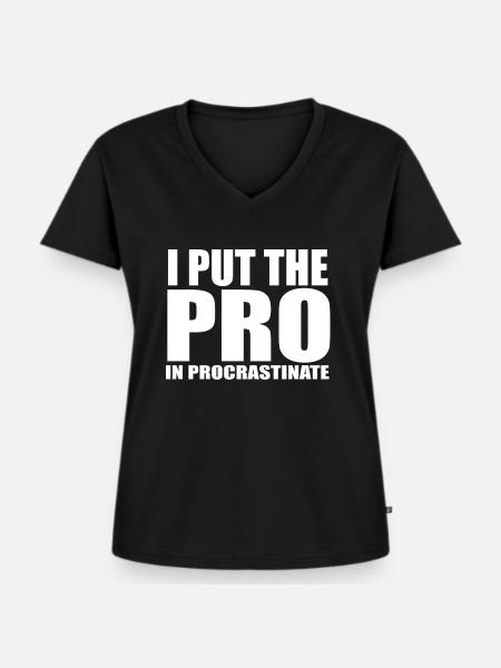 Zitat aufschieben - Frauen Premium Bio T-Shirt mit V-Ausschnitt - Schwarz