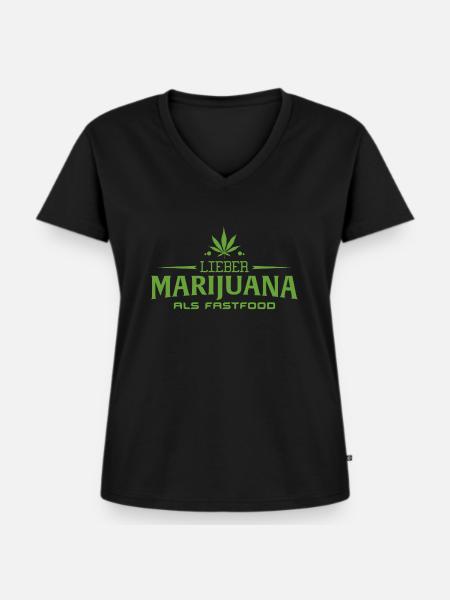 Marijuana - Frauen Premium Bio T-Shirt mit V-Ausschnitt - Schwarz