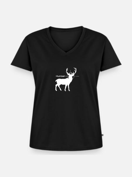 Hunter - Frauen Premium Bio T-Shirt mit V-Ausschnitt - Schwarz